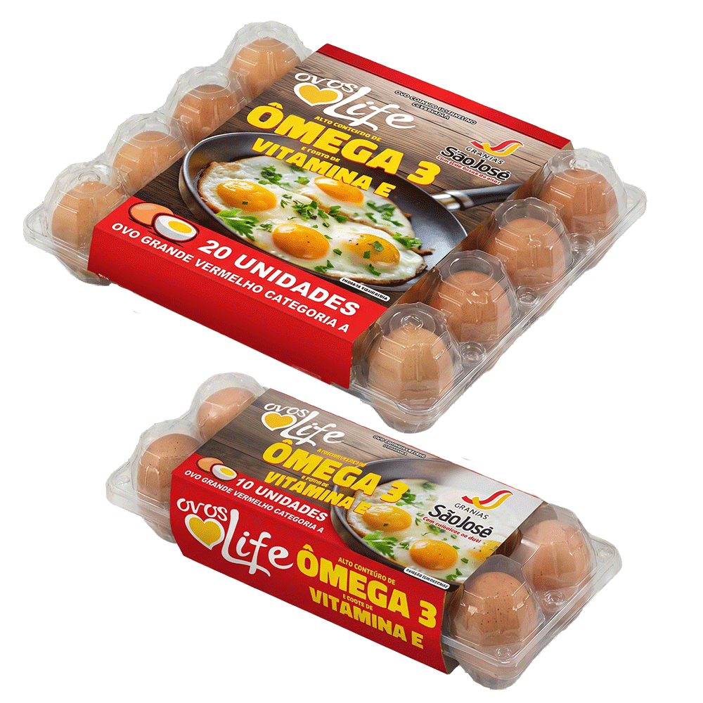 Ovos Life: Ômega 3 e Vintamina E - Bandeja com 20 - São José