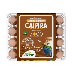 Ovos de Galinha Grande Vermelho com 20 Estojo Cristal Caipira Avine