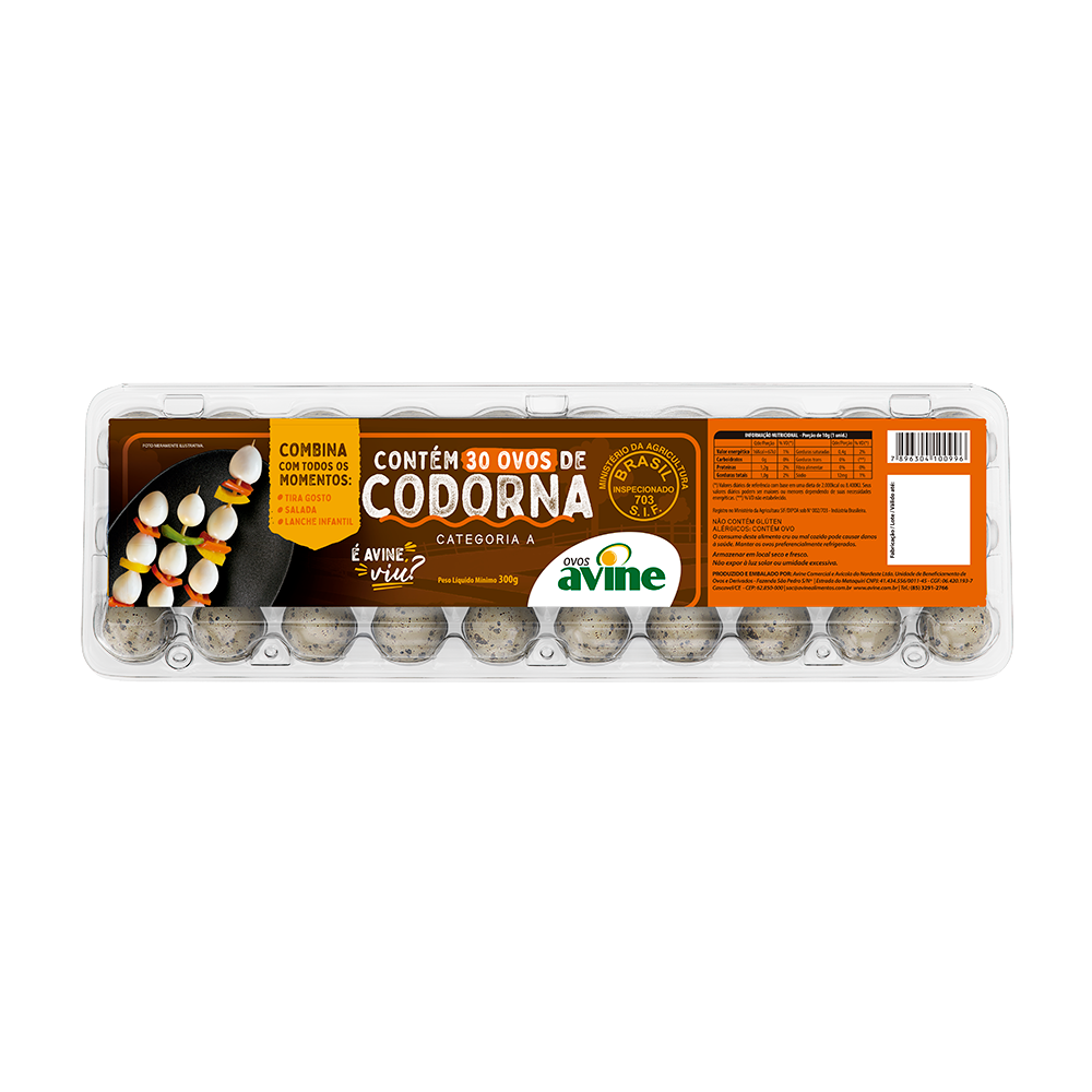 Ovos Codorna Com 30 Unidades Estojo Cristal - Ovos Avine