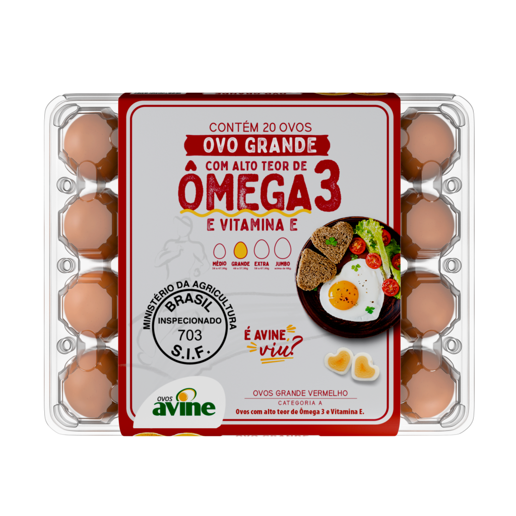 Ovos de Galinha Grande Vermelho com 20 Plastificado Ômega 3 Avine