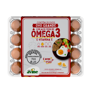 Ovos de Galinha Grande Vermelho com 20 Plastificado Ômega 3 Avine