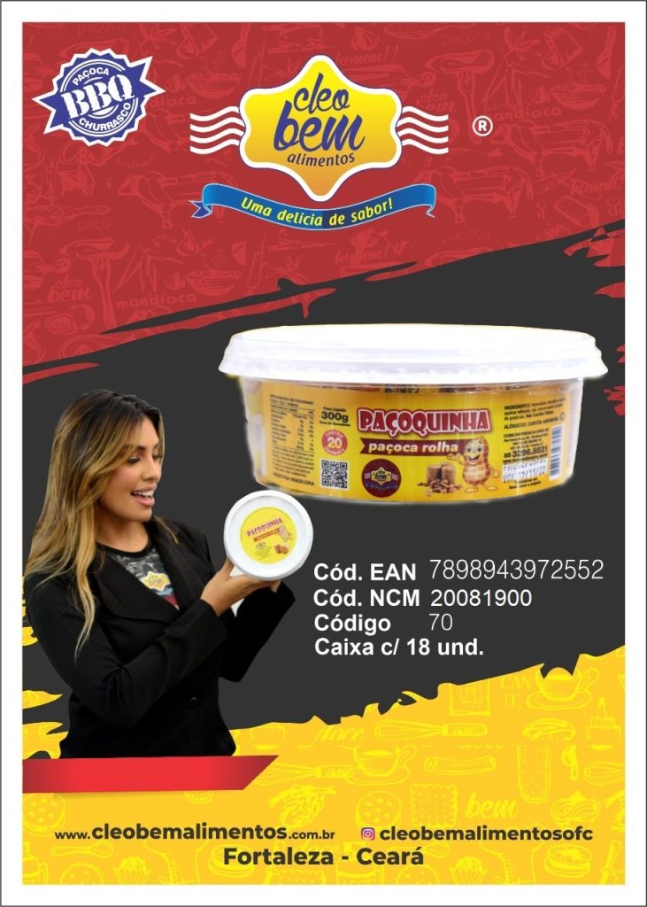 PAÇOQUINHA CLEOBEM  ROLHA POTE 300 G C/ 20 UND.