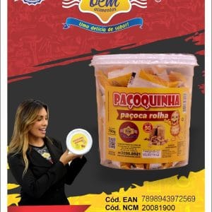 PAÇOQUINHA CLEOBEM ROLHA POTE 750 G C/ 50 UND